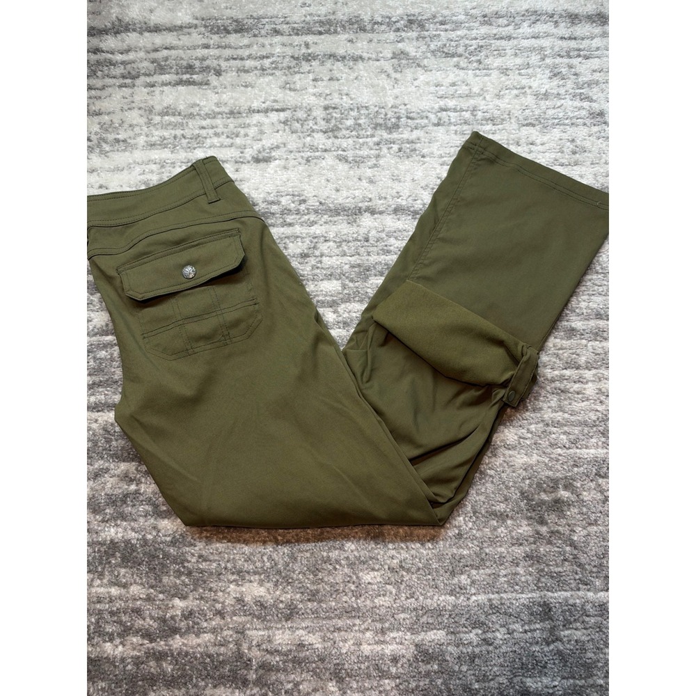 Prana Halle Pants Women 10 Green W4HARG113 Hiking Outdoor Roll Up Leg Stretch